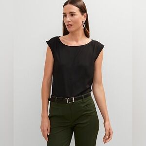 Ann Taylor Brown Bow Fitted Sleeveless Tank Top